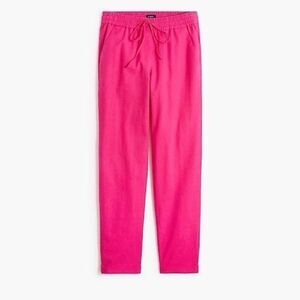 J. Crew Linen-blend slim wide-leg drawstring pant In Pink/Snapdragon Size 6